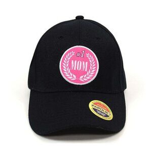#1 Mom Black Embroidered Baseball Hat Cap w/ Adjustable Closure